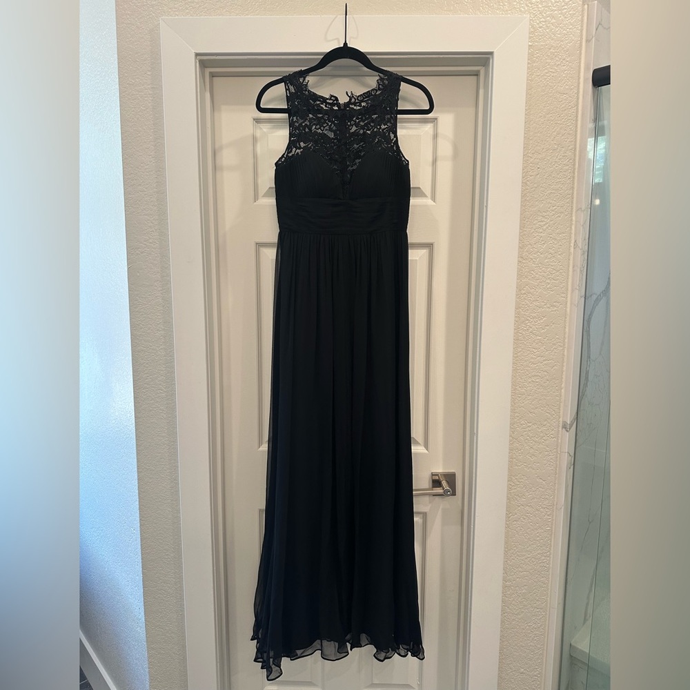 Aidan Mattox Black Embellished Halter Gown